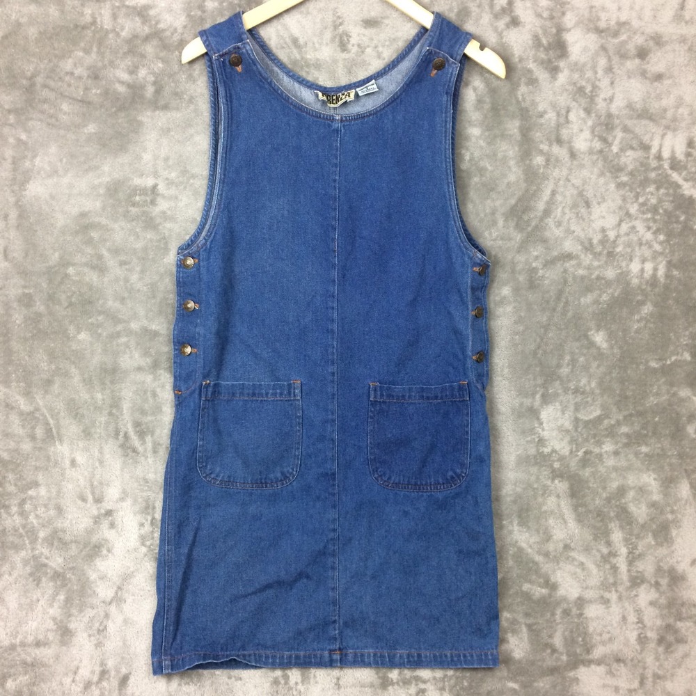 Vtg Forenza Denim Pinafore Jumper Dress 8 100% Cotton Jean Y2K 90s Retro Grunge